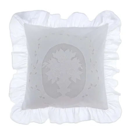 Подушка декоративная с вышивкой и оборкой PROVENZIALE квадратная белая