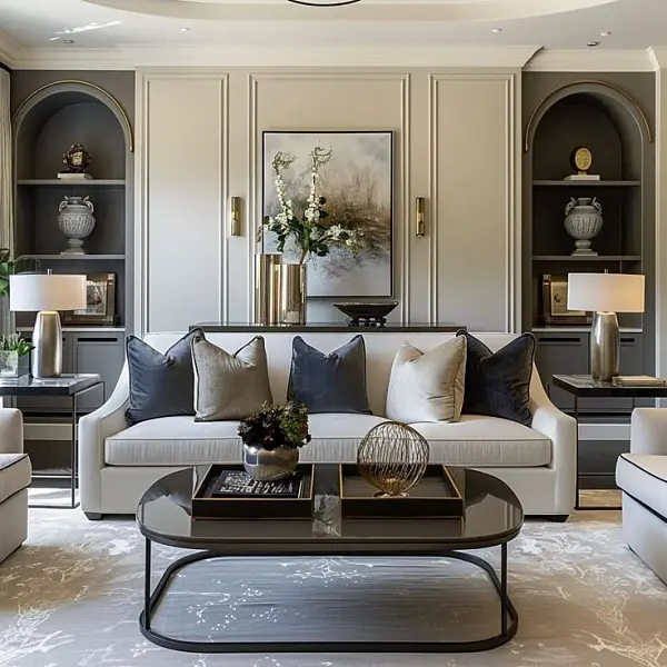 Современная гостиная в серых тонах