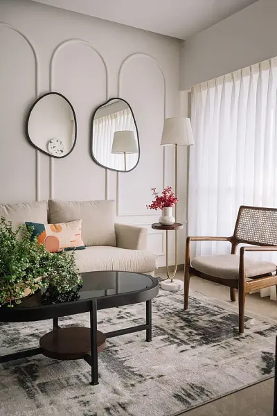 Ретро-гостиная в стиле минимализм