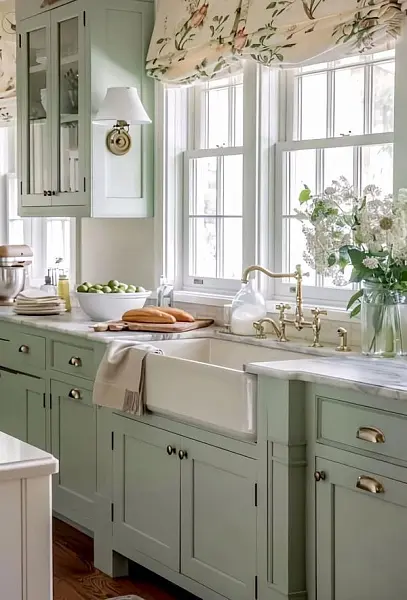 Кухня в стиле прованс цветочным текстилем