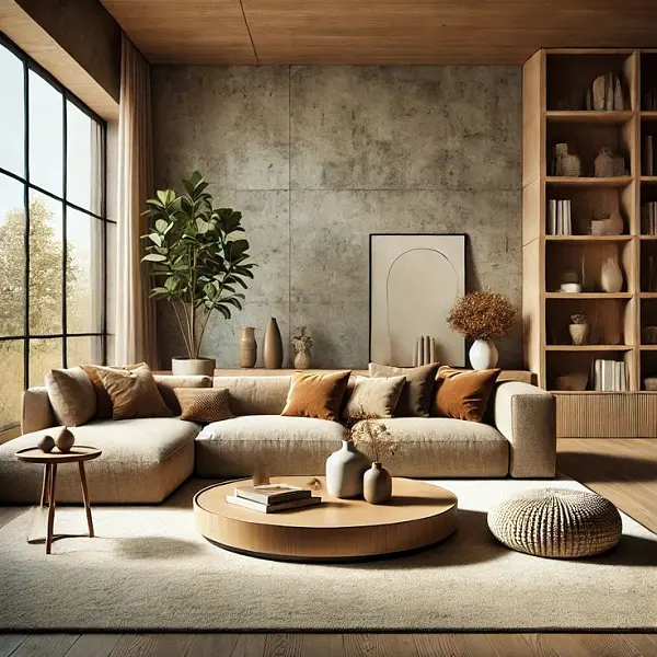 Гостиная в спокойных тонах в современном стиле