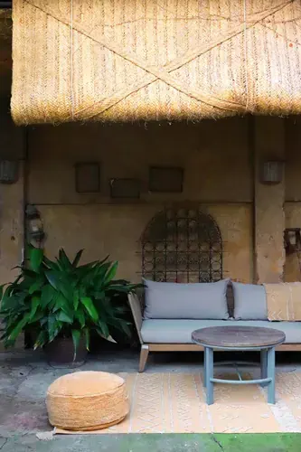 Пуфик мягкий винтажный медовый 50 см Прохлада