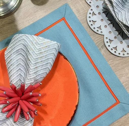 Подставка сервировочная бирюзовая к-т 2 шт. с оранжевым кантом 