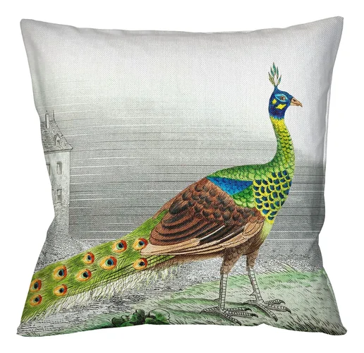 Интерьерная подушка  «Величественно окрашенный портрет павлина» (версия 5)