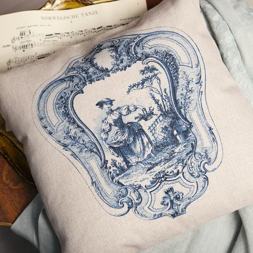Декоративная подушка «Туаль де Жуи», сюжет 1, антик блю