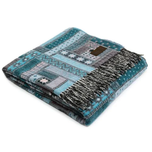 Плед из шерсти бирюзовый 130 х 180 см