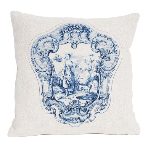 Декоративная подушка «Туаль де Жуи», сюжет 2, антик блю