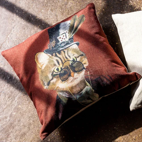 Декоративная подушка «Мистер Кот», версия Шоколад