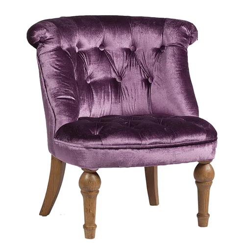 Кресло мягкое с фигурными ножками микровелюр фиолетовое Sophie Tufted Slipper Chair