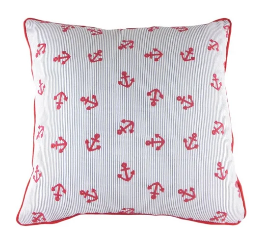 Подушка с принтом Anchors Away Red