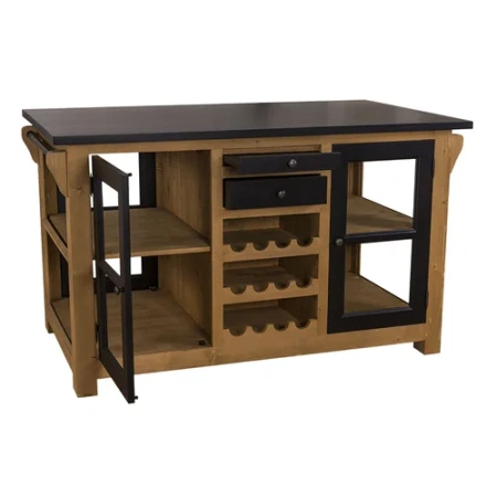 Кухронный остров Брюгге со стеклянными дверками и винной стойкой 