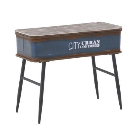 Стол-консоль  черный/натуральный/синий