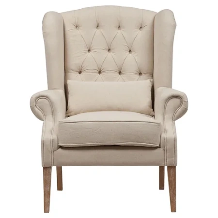Кресло с ушами белый лен Wing Back Armchair