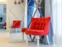 Кресло мягкое с фигурными ножками вельвет лиловое Sophie Tufted Slipper Chair