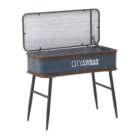 Стол-консоль  черный/натуральный/синий