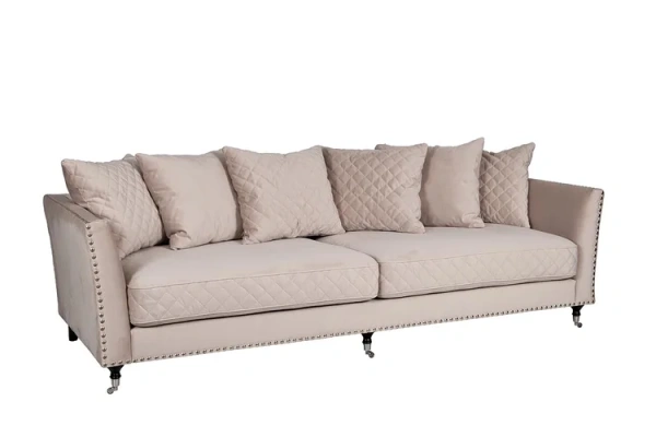 Диван Sorrento трехместный, велюр крем-брюле Bel42 250х101х90см