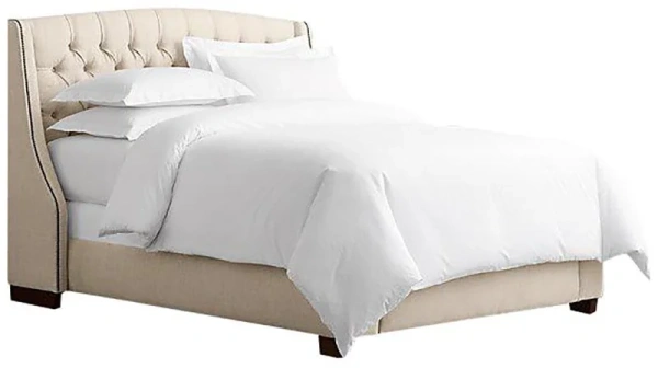 Кровать односпальная с каретной стяжкой 140х200 бежевая Hugo