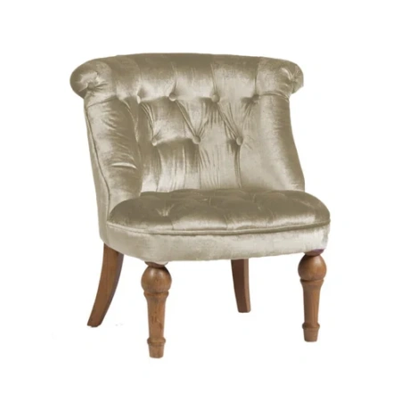 Кресло мягкое с фигурными ножками велюр бежевое Sophie Tufted Slipper Chair