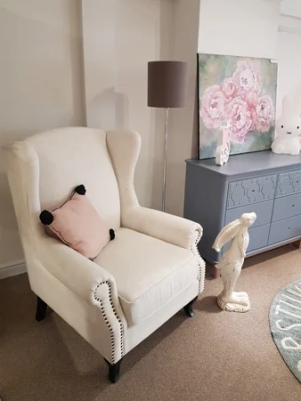 Кресло мягкое с ушами белое Collins Wingback Chair