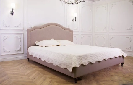 Кровать двуспальная 160х200 бежевая Cassis Upholstered