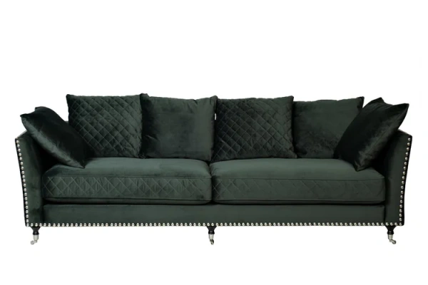 Диван Sorrento трехместный, велюр изумрудный Bel37 250х101х90см