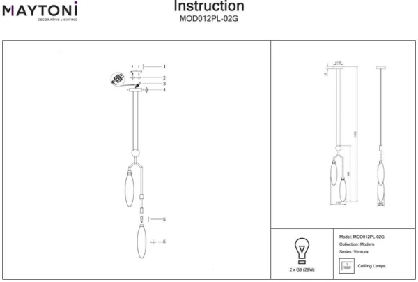 Подвесной светильник Maytoni Ventura MODPL-G