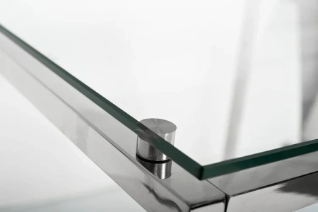 Приставной столик стеклянный с полкой и каркасом хром 60 см