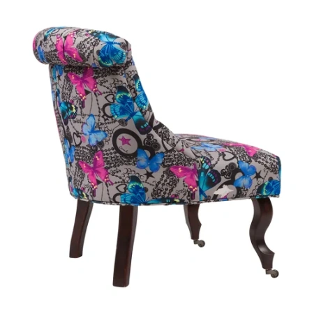 Кресло мягкое с рисунком бабочки Amelie French Country Chair