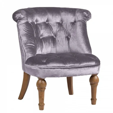 Кресло мягкое с фигурными ножками вельвет серое Sophie Tufted Slipper Chair