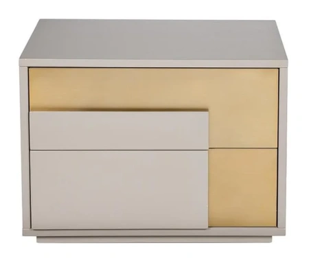 Тумбочка прикроватная с 2 ящиками левая серая с бежевым