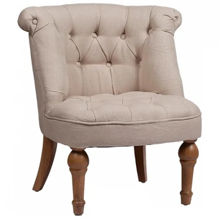 Кресло мягкое с фигурными ножками бежевое ткань Sophie Tufted Slipper Chair