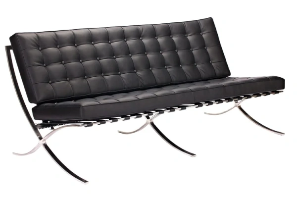 Диван "Барселона" трехместный, чёрный, экокожа