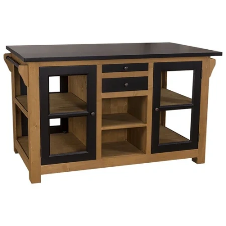 Кухронный остров Брюгге со стеклянными дверками и винной стойкой 