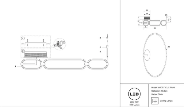 Потолочный светодиодный светильник Maytoni Chain MODCL-LMG 80x80x16.1