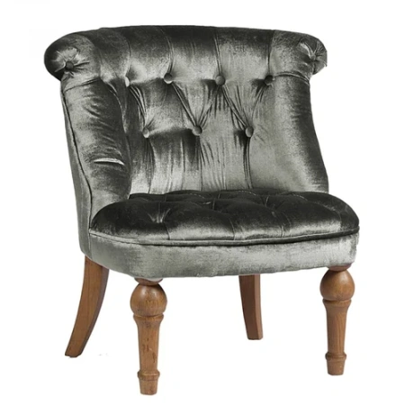 Кресло мягкое с фигурными ножками микровелюр серое Sophie Tufted Slipper Chair