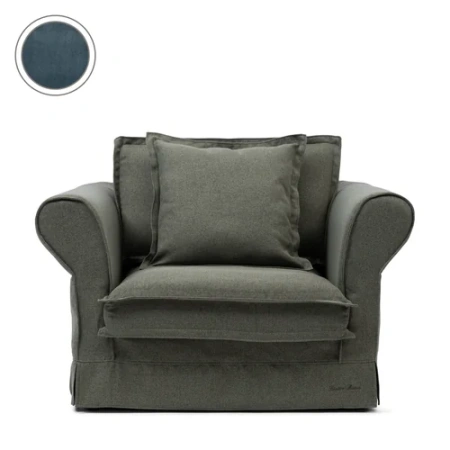 Широкое кресло Carlton Love Seat, бархат, синий минерал