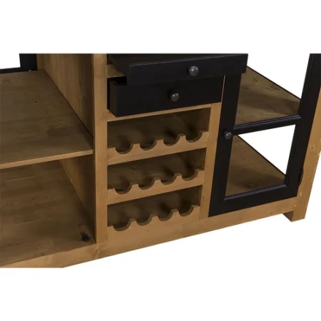 Кухронный остров Брюгге со стеклянными дверками и винной стойкой 