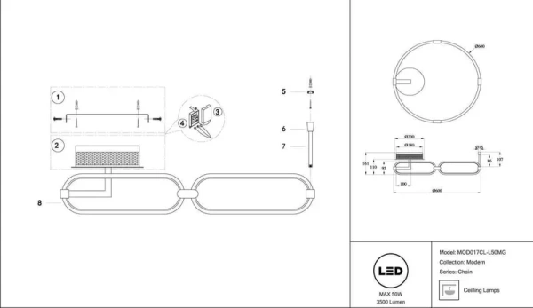 Потолочный светодиодный светильник Maytoni Chain MODCL-LMG 60x60x16.1