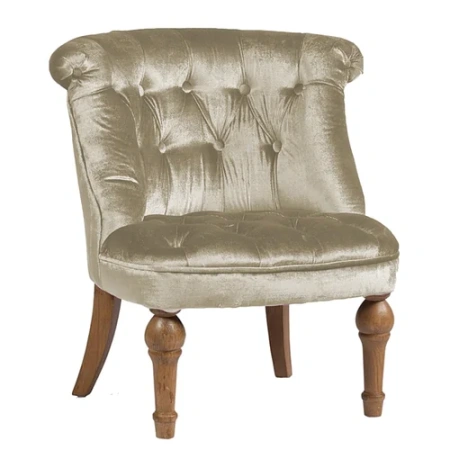 Кресло мягкое с фигурными ножками велюр бежевое Sophie Tufted Slipper Chair