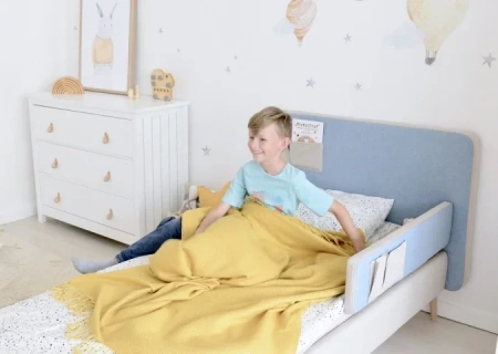 Кровать подростковая Soft бежевая, голубая