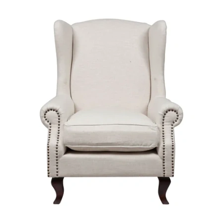 Кресло мягкое с ушами белое Collins Wingback Chair