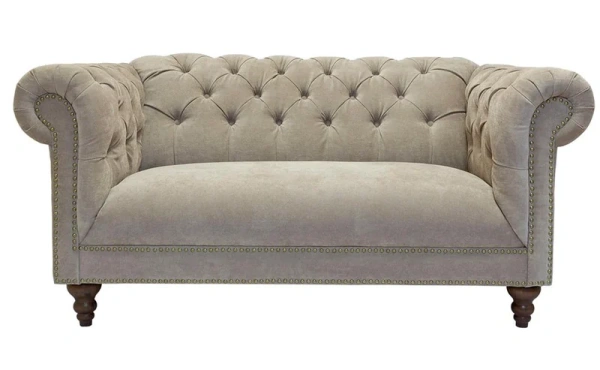Диван Честерфилд двухместный прямой бежевый