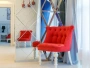 Кресло мягкое с фигурными ножками бежевое лен Sophie Tufted Slipper Chair