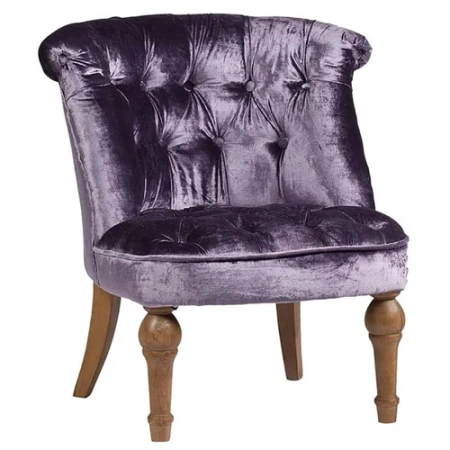 Кресло мягкое с фигурными ножками вельвет фиолетовое Sophie Tufted Slipper Chair