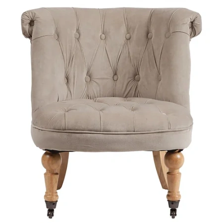 Кресло маленькое серо-бежевое со стяжкой Amelie French Country Chair