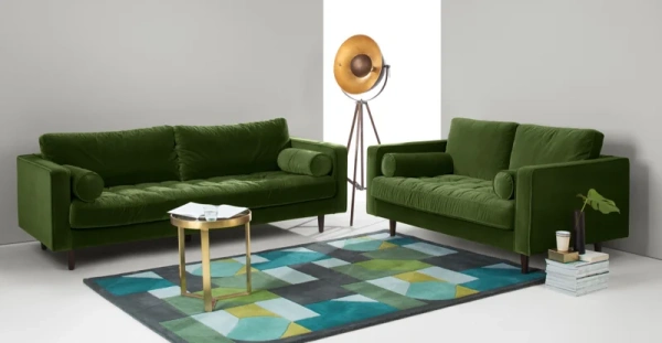 Диван Lucia двухместный прямой темно-зеленый