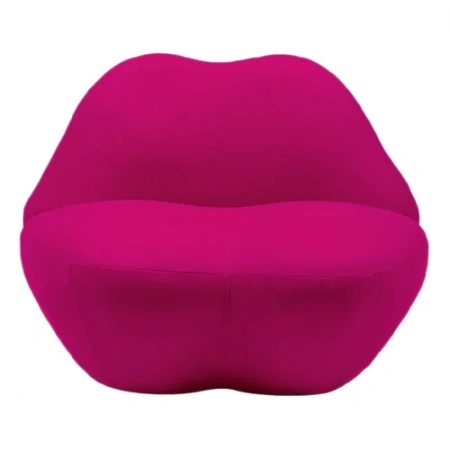 Кресло мягкое малиновое, кашемир, Губы Heller Kiss