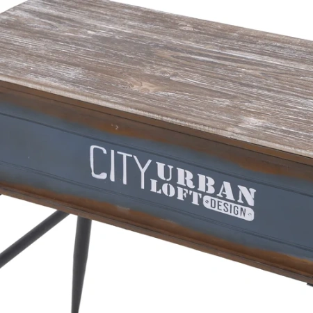 Стол-консоль  черный/натуральный/синий