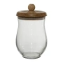 Баночка из стекла 23 см с крышкой из дерева манго