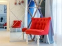 Кресло мягкое с фигурными ножками сиреневое Sophie Tufted Slipper Chair